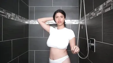 Indulge in Luscious Latina Lust: Big Wet Breasts in Shower Bliss