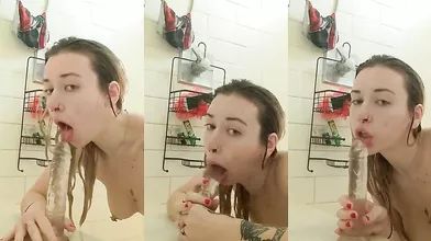 Slim Blonde Tattooed Beauty Fucks in Bathroom (18+)