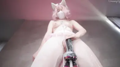 Skinny Amateur in Thrill of Giant Dildo Ride